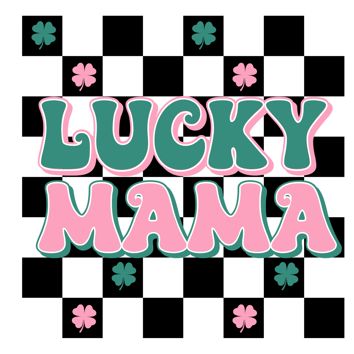 #2  lucky mama checkered dtf transfer