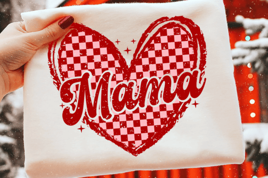 Red checkered Mama ❤️ dtf transfer