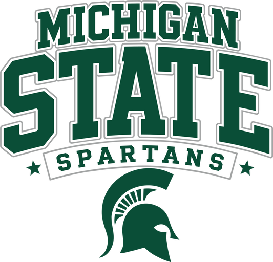 Michigan State White outline Dtf transfer