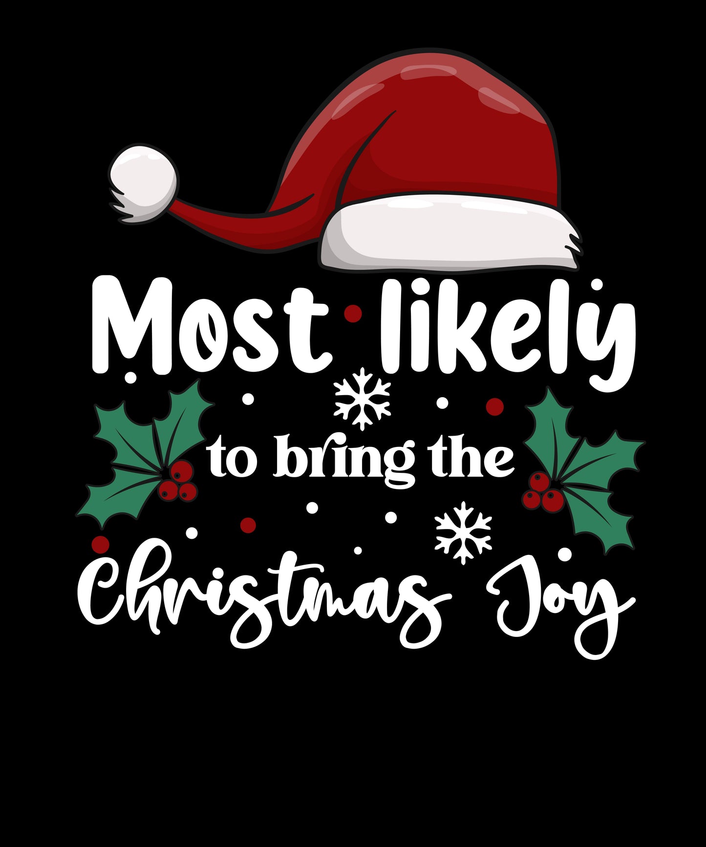 most likely to bring the Christmas joy  (White) DTF Transfer