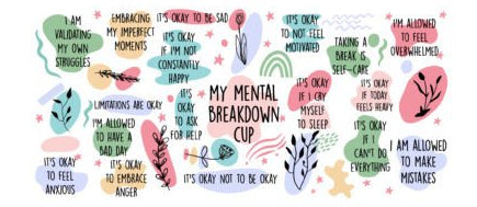 Libbey glass can wrap design with motivational phrases on a white background