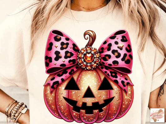 Pumpkin faux glitter with bow