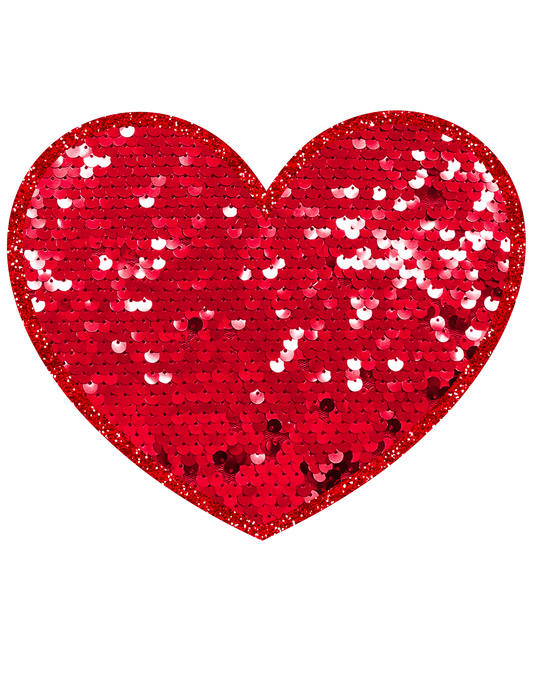 Faux Red Sequin heart Dtf transfer