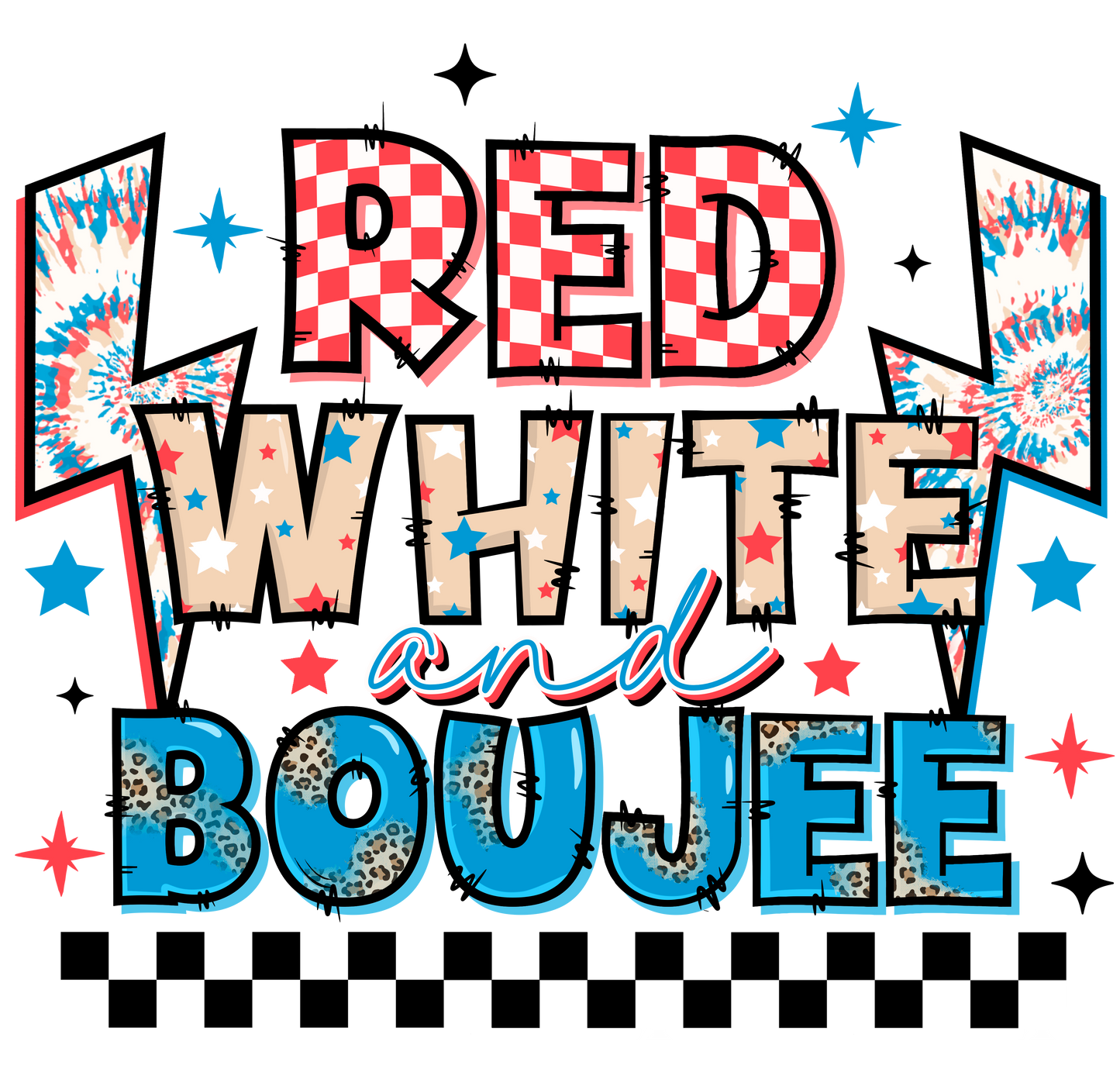 rwb set red white boujee dtf transfer