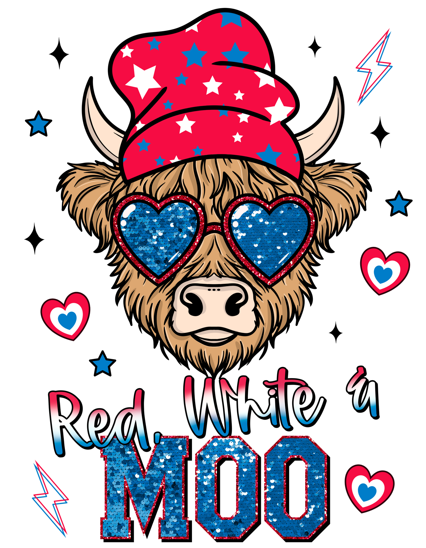 Red White & Moo with bonus pocket dtf transfer