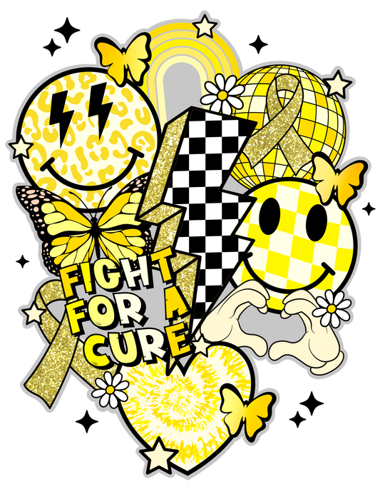 Fight for the cure yellow dtf transfer