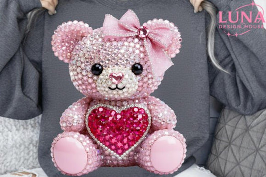Faux bling  ❤️  bear 🐻 dtf transfer