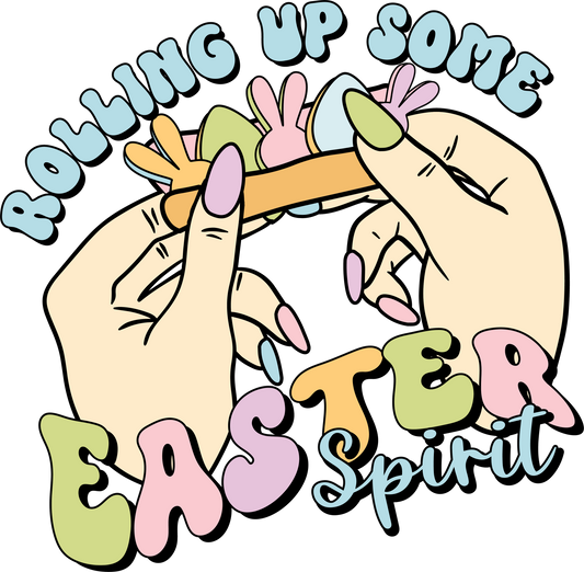 Copy of Rolling up easter spirit white Dtf transfer