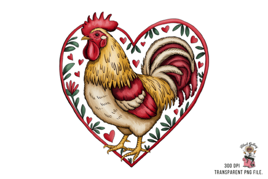 Rustic love rooster  dtf transfer
