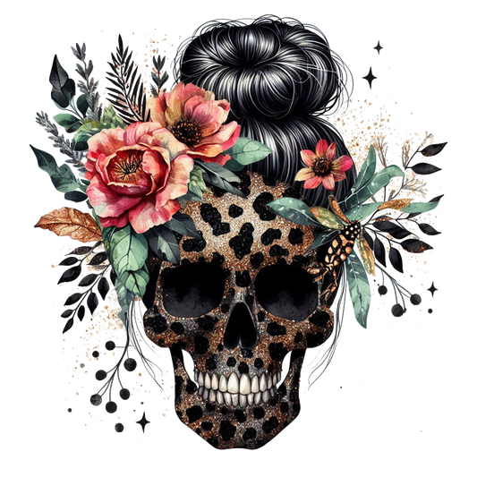 Skull flowers dtf transfer