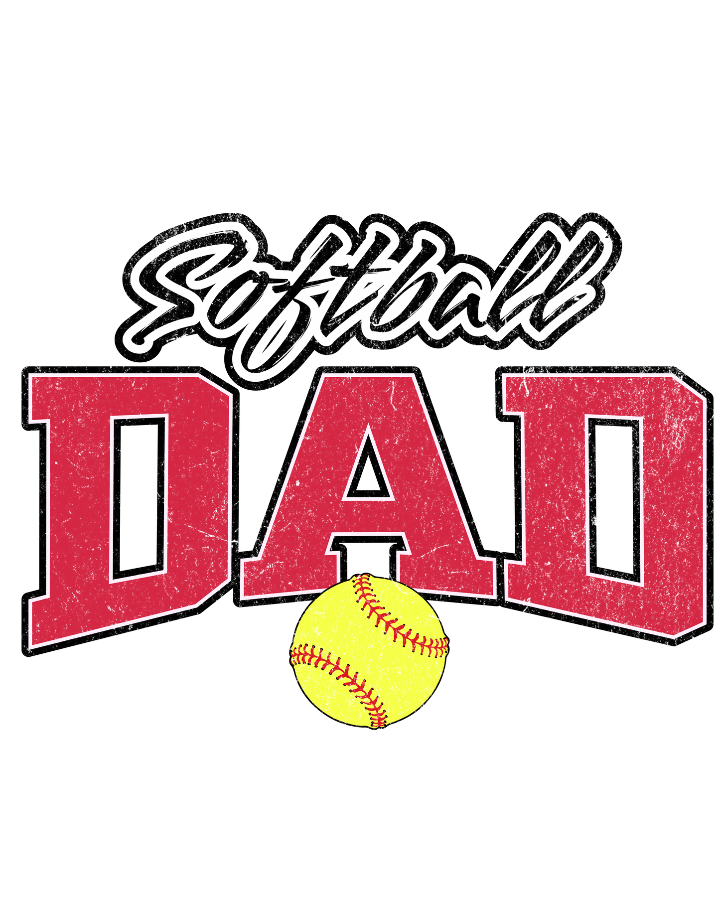 softball dad blk and red dtf transfer