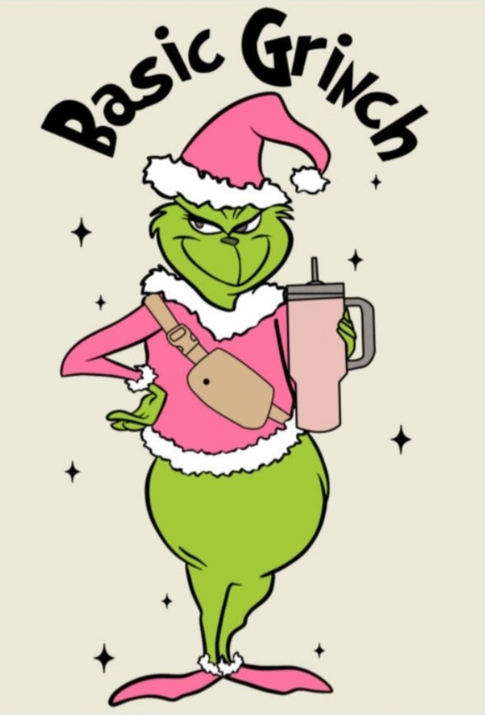 Basic Grinch Pink Christmas dtf transfer