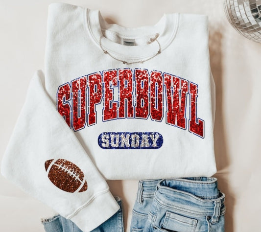 Superbowl faux glitter dtf transfer