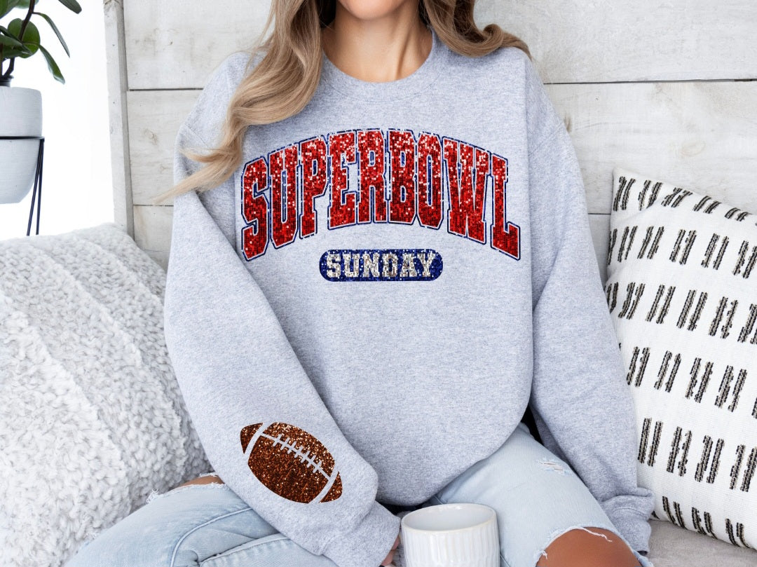 Superbowl faux glitter dtf transfer