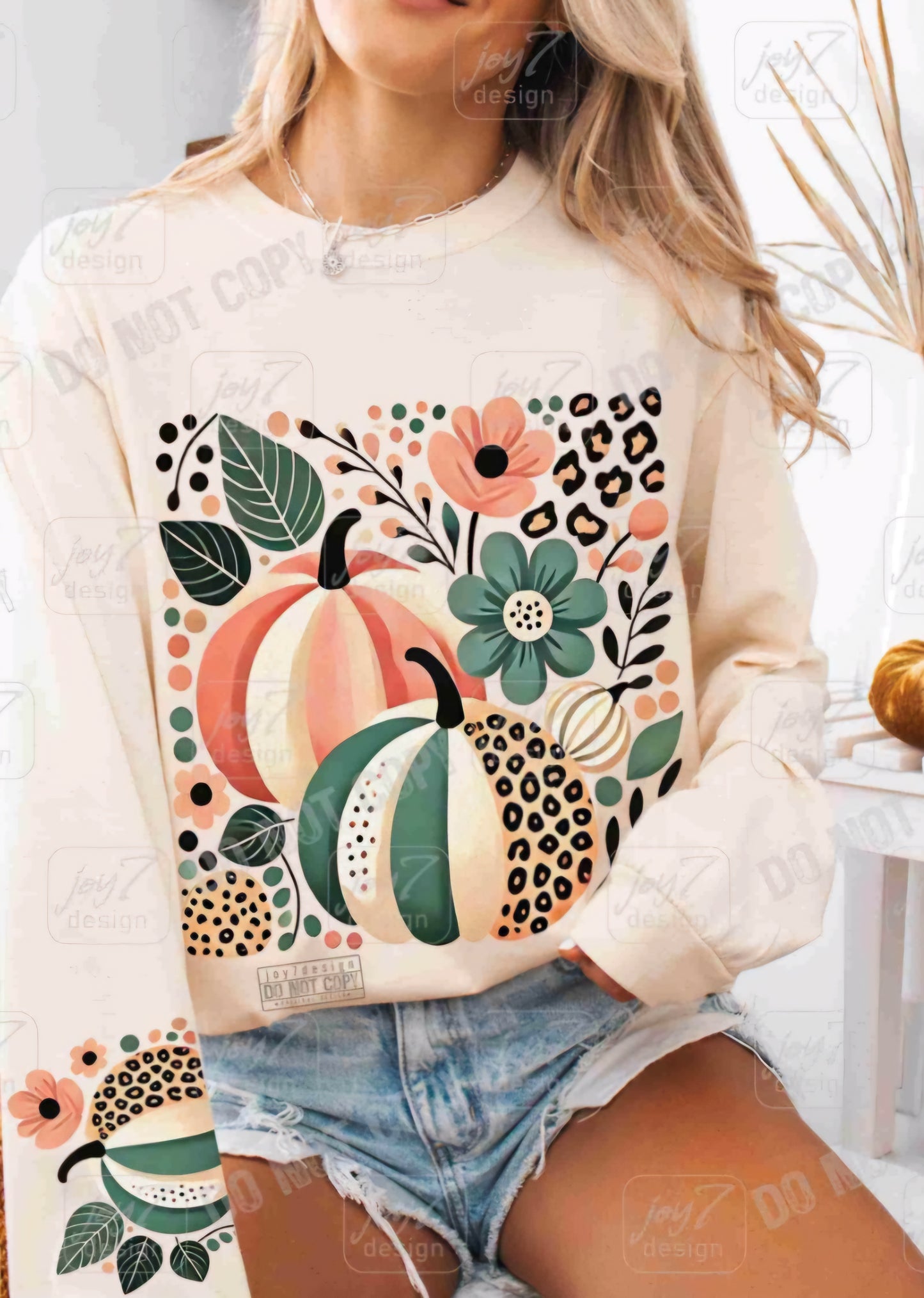 Boho pumpkin with sleeve/pocket dtf transfer