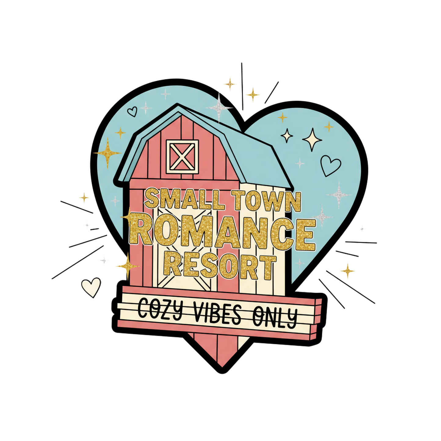 Small town romance resort Uv DECAL (4in)