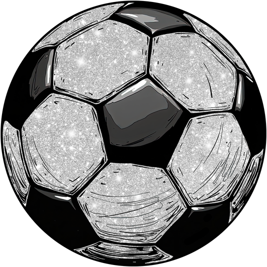 faux glitter soccer dtf transfer