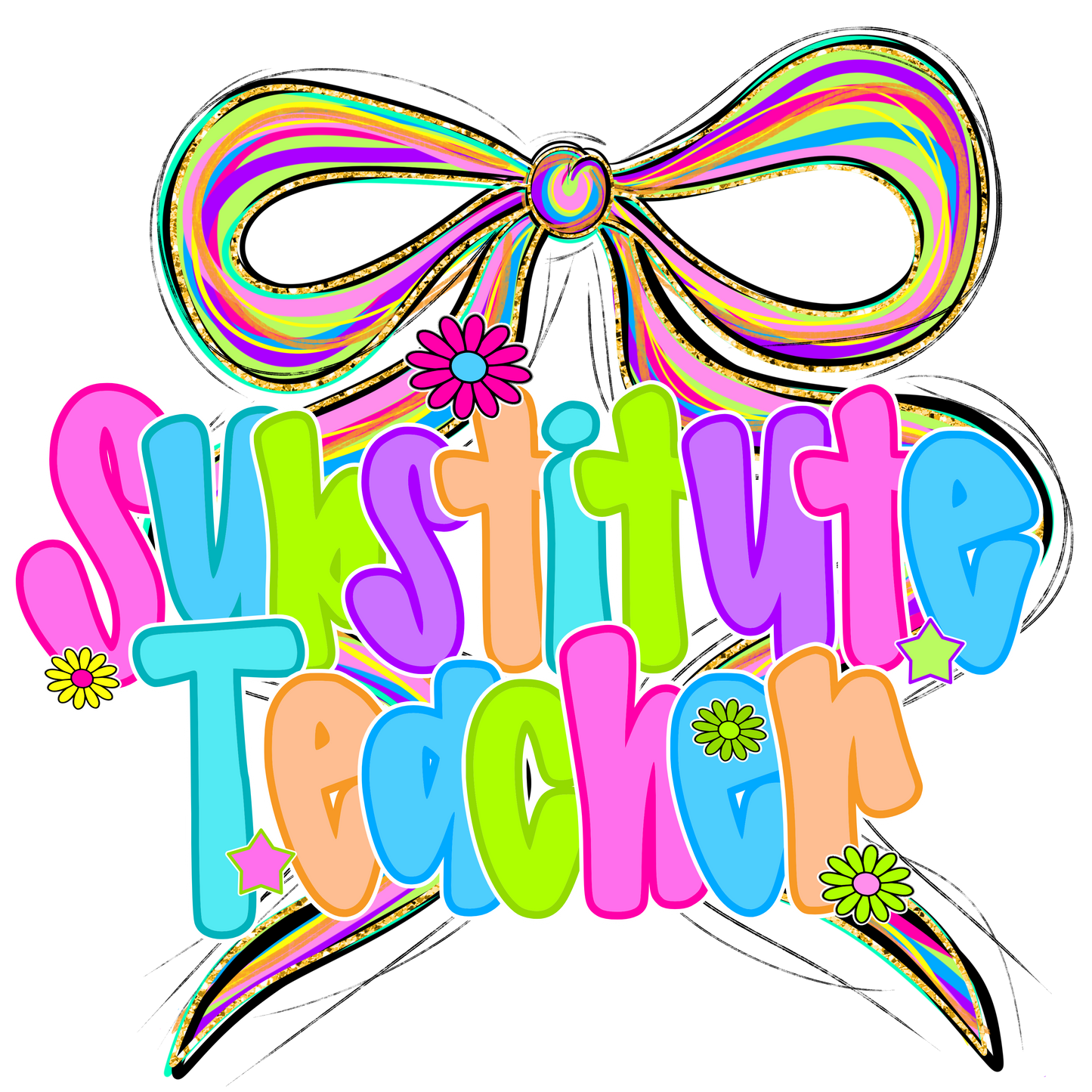 Substitute Teacher Coquette Bow DTF transfer