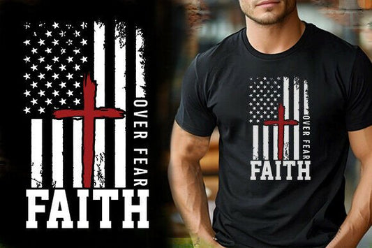 Faith over fear flag dtf transfer
