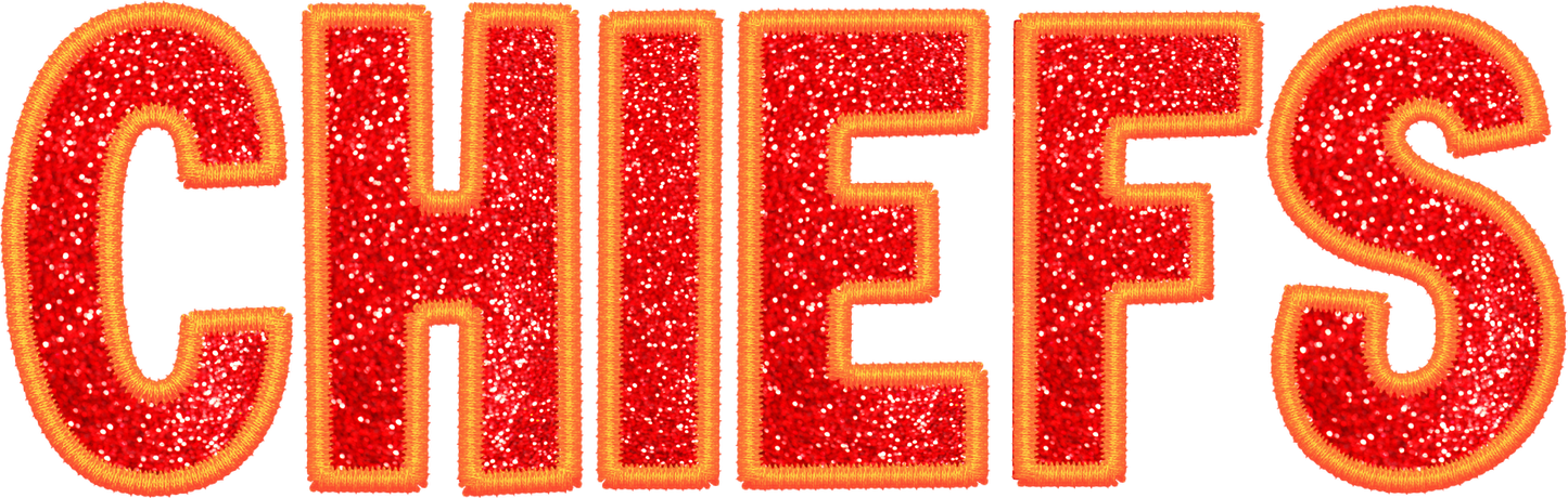 Faux glitter chiefs dtf transfer