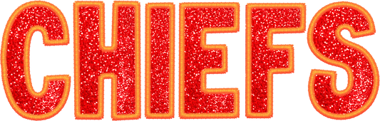 Faux glitter chiefs dtf transfer