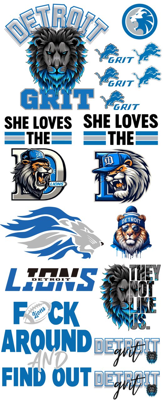 16x40 #6 Detroit Lions Pre made gang sheet