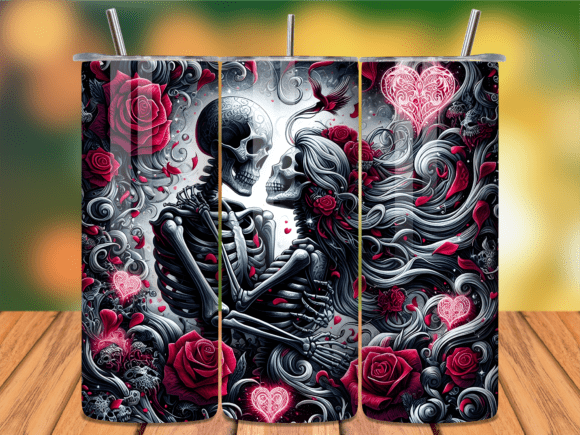 Skeleton love 20 oz uv dtf transfer
