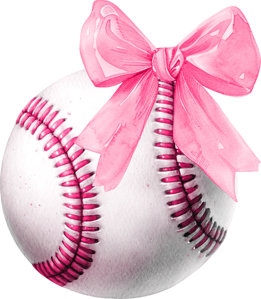 Pink bows baseball dtf transfer