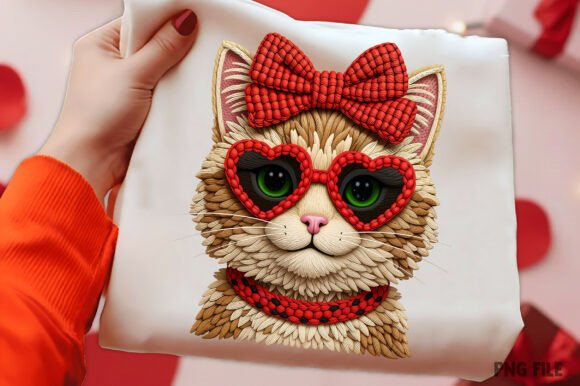 Faux yarn love kitty dtf transfer