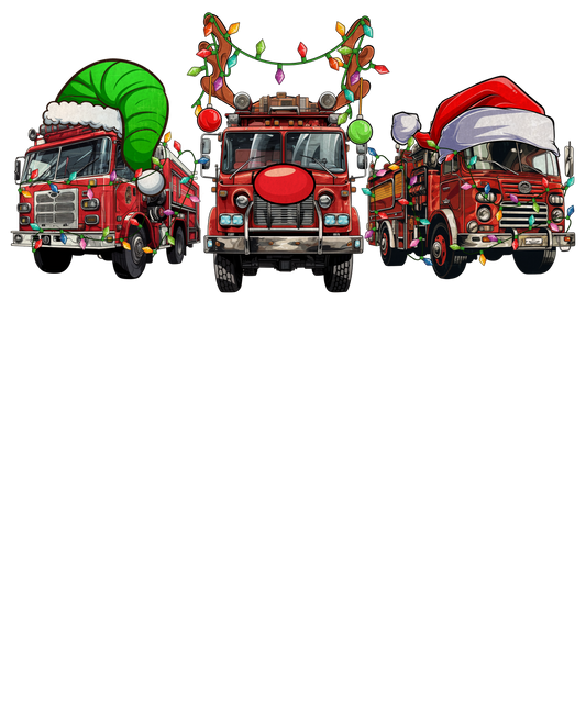 firetrucks Christmas DTF Transfer