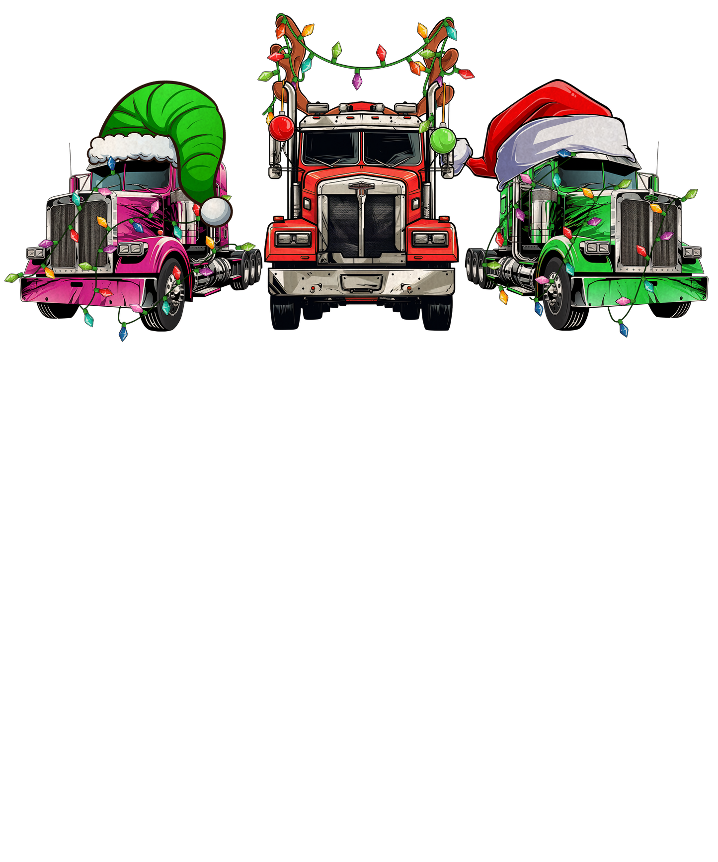 semi trucks  Christmas DTF Transfer