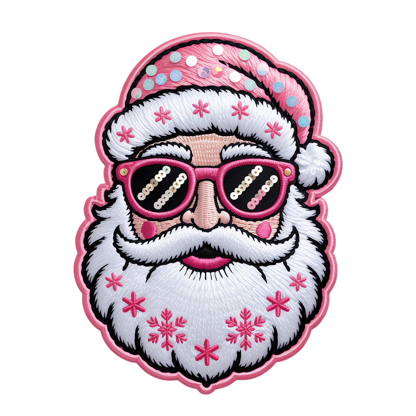 Pink sunny Santa faux embroidery - Hur&Co.