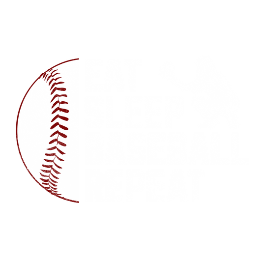 eat sleep baseball repeat white  dtf transfer