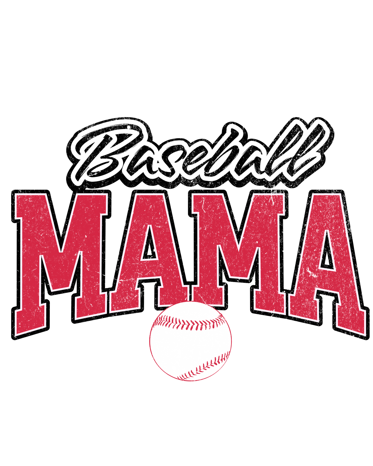 baseball mama red& blk dtf transfer