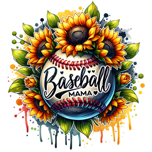 3 watercolor baseball mama dtf transfer