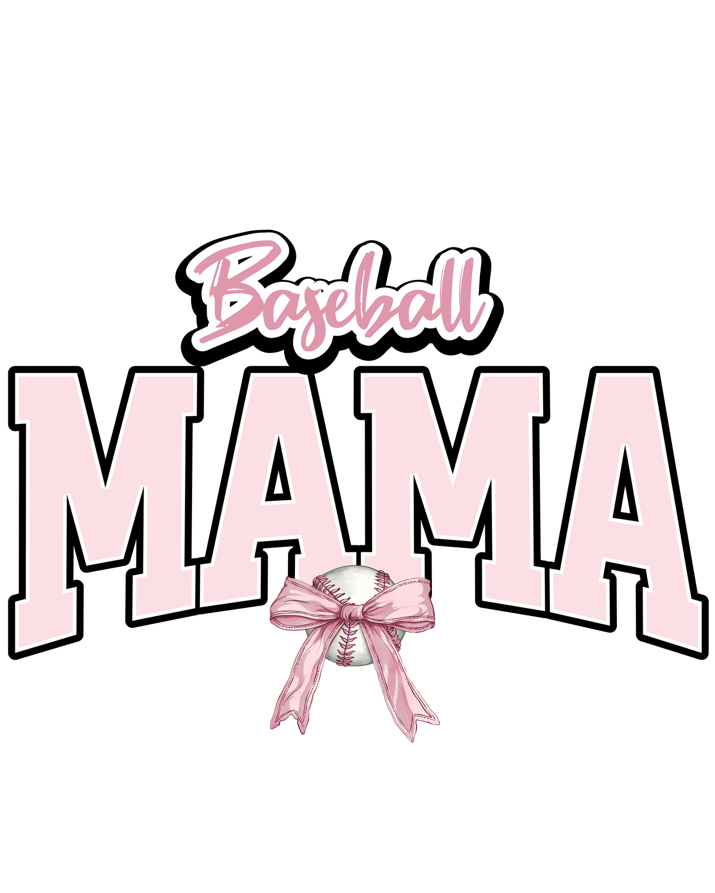 pink bow baseball mama dtf transfer