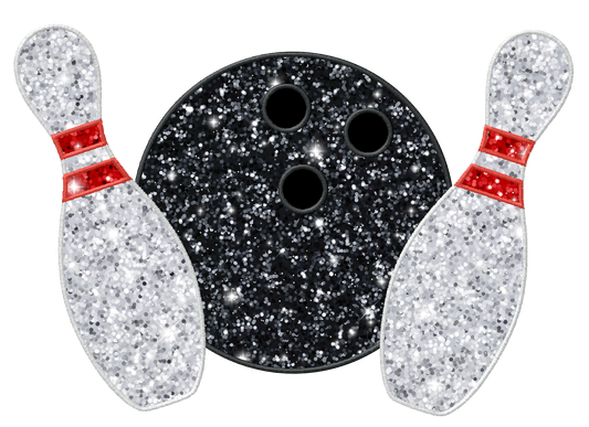 faux glitter bowling ball & pins