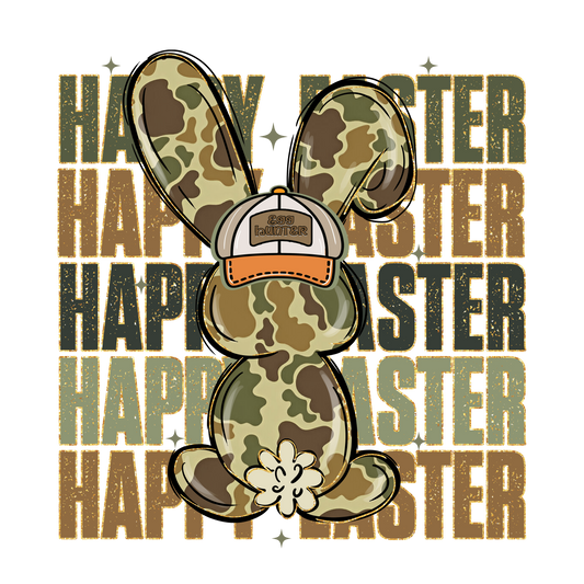 CAMO HAPPY EASTER BUNNY DTF TRANSFER