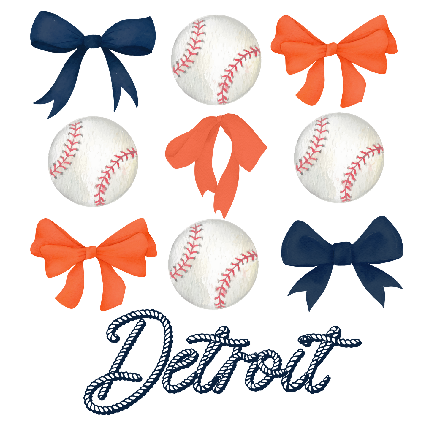 Detroit balls and bows DTF transfer