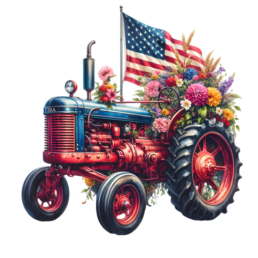 Flag tractor dtf transfer