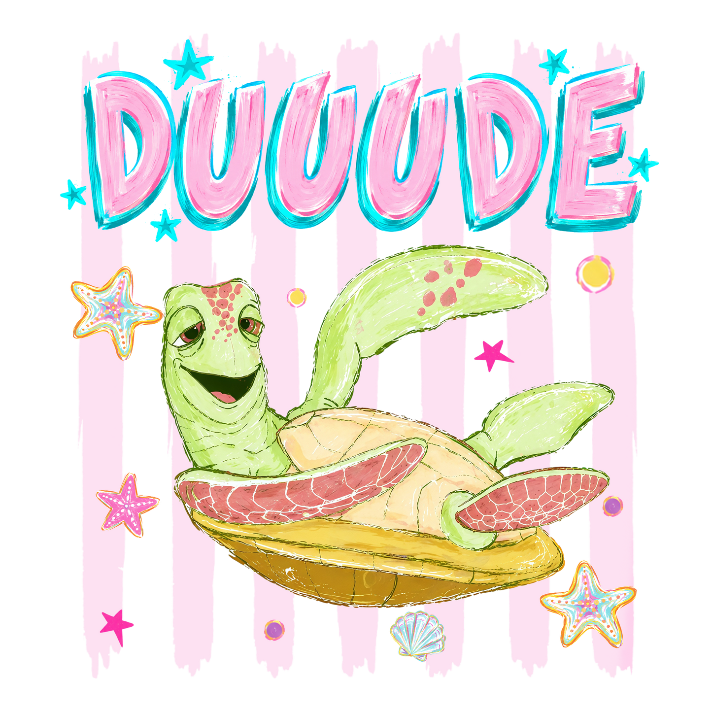 Duuuude turtle disney dtf transfer
