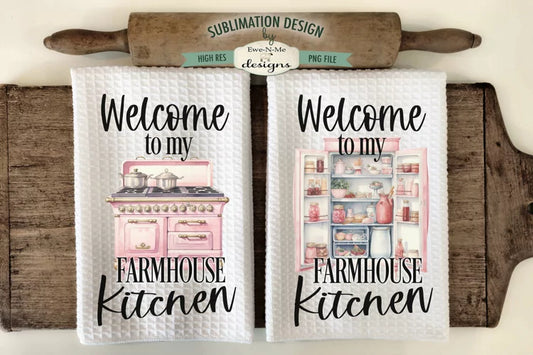 Farmhouse kitchen SET towel dtf transfer