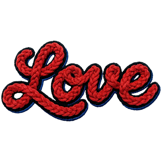 Faux chenille love letters dtf transfer