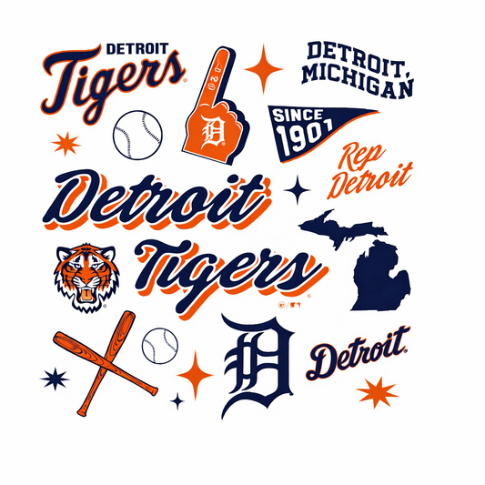 Detroit Tigers collage dtf transfer