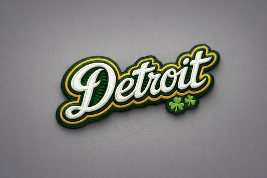 Detroit shamrock faux embroidery patch dtf transfer