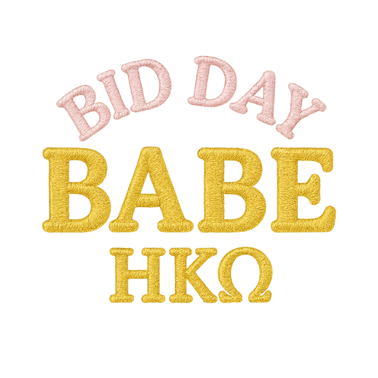Custom sorority bid day faux embroidery