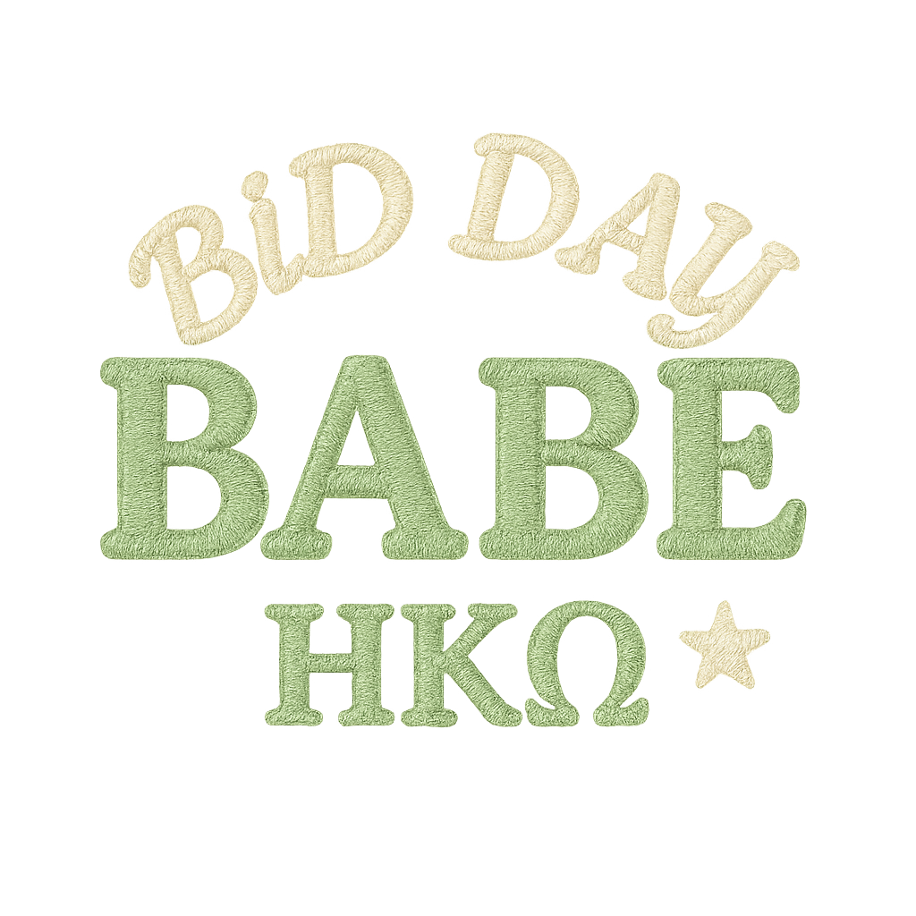 Custom sorority bid day faux embroidery
