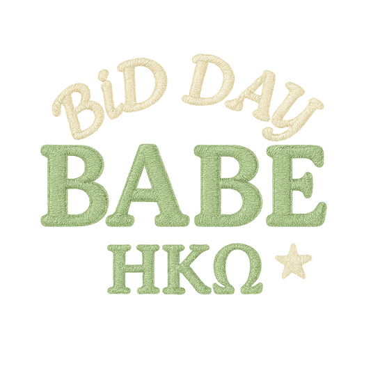 Custom sorority bid day faux embroidery