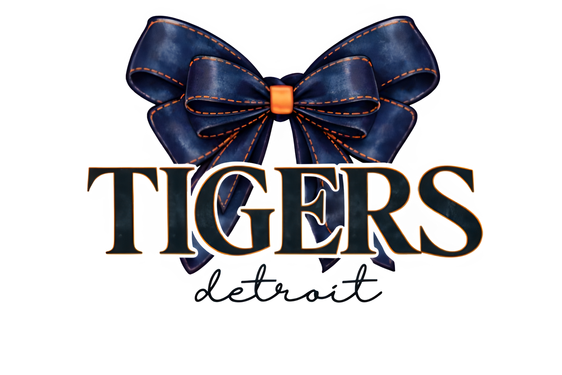 Logo with a blue bow and 'Tigers Detroit' text on a white background