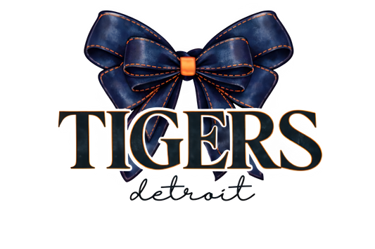 Logo with a blue bow and 'Tigers Detroit' text on a white background